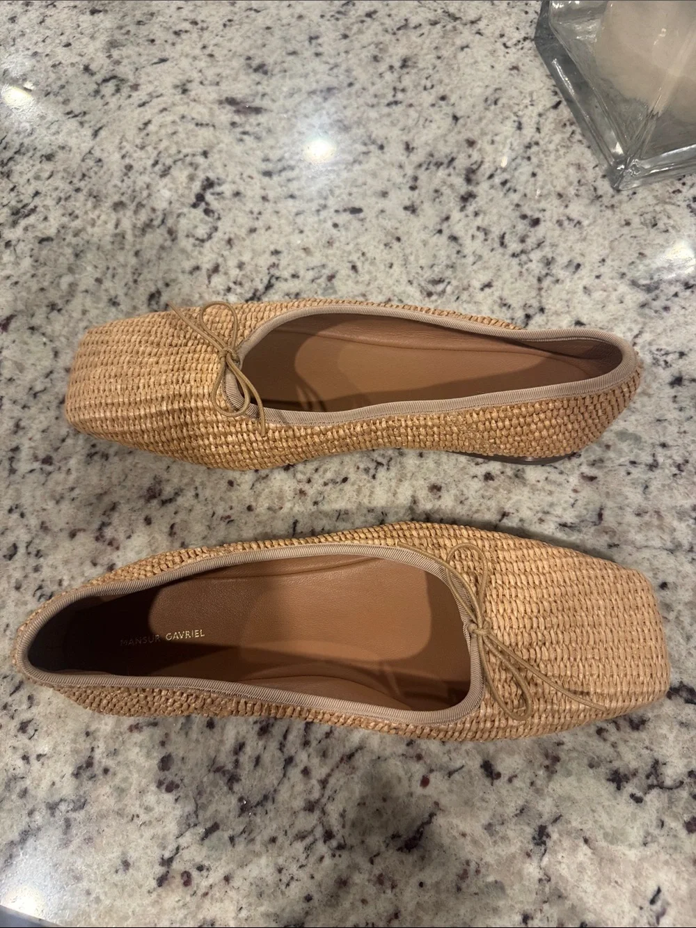 Mansur Gavriel Woven Ballet Flats in Natural Tan (38 / 7.5)